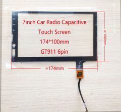Rádio automotivo de 7 polegadas/pc, tela sensível ao toque capacitiva, 174*100mm, gt911, 6 pinos modelo universal