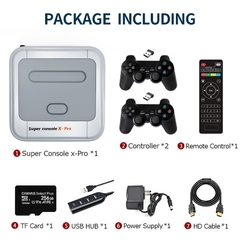 Console super retro x pro 4k hd da tevê de wifi consolas de jogos de vídeo para ps1/psp/n64/dc com 50000 + jogos com controladores sem fio de 2.4g - TUDO PRA MULTIMIDIA