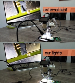 Câmera de microscópio digital adsm201, microscópio hdmi 3mp 1080 para reparo de pcb, us110v/eu220v, luzes duplas uv, filtro, suporte de metal - loja online