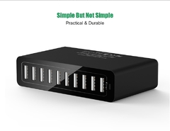 10 portas usb para carregamento rápido, estação de carregamento com cabo 50w, plugue para iphone, ipad, pc, kindle multi, carregador usb - loja online