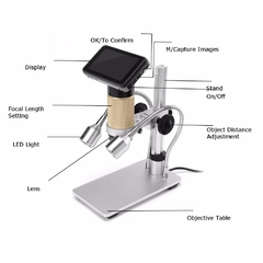 Câmera de microscópio digital adsm201, microscópio hdmi 3mp 1080 para reparo de pcb, us110v/eu220v, luzes duplas uv, filtro, suporte de metal - comprar online