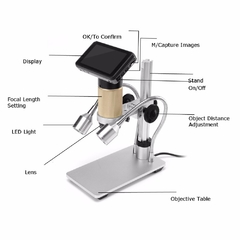 Imagem do Câmera de microscópio digital adsm201, microscópio hdmi 3mp 1080 para reparo de pcb, us110v/eu220v, luzes duplas uv, filtro, suporte de metal