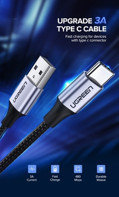 Ugreen usb c tipo de cabo c cabo de carregamento para xiaomi 11t pro samsung s21 usb c cabo de fio do telefone 3a qc3.0 usb tipo c carregador na internet