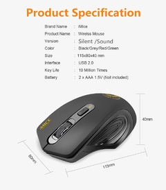 Rato sem fio do computador usb rato ergonômico silencioso 2000 dpi óptico mause gamer sem fio camundongos para computador portátil - TUDO PRA MULTIMIDIA
