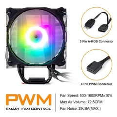 Darkflash 4 heatpipes argb cpu cooler radiador silencioso pwm 4pin 250w para intel lga 1150 1151 1155 1200 1366 amd am4 ventilador - comprar online