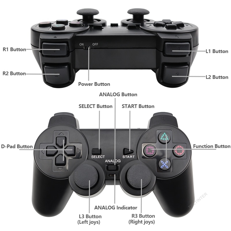 Controle sem fio para playstation 2, joystick dupla vibração, choque, usb,  pc, controle de jogos