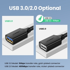 Ugreen usb cabo de extensão usb 3.0 cabo para smart computador portátil tv xbox um ssd usb 3.0 2.0 cabo extensor mini cabo de velocidade rápida
