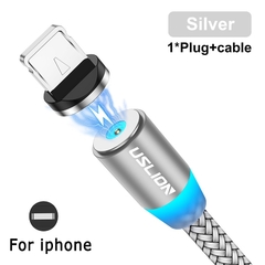 Imagem do Uslion cabo usb magnético para iphone 12 11 xiaomi samsung tipo c cabo led carregamento rápido carga de dados micro cabo cabo usb fio