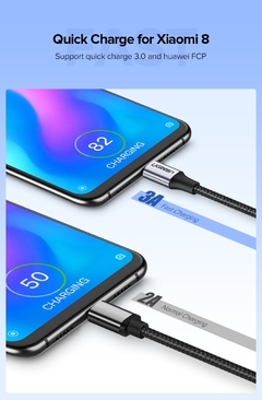 Ugreen usb c tipo de cabo c cabo de carregamento para xiaomi 11t pro samsung s21 usb c cabo de fio do telefone 3a qc3.0 usb tipo c carregador - TUDO PRA MULTIMIDIA