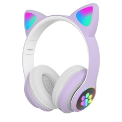 Qearfun Fone de ouvido sem fio, Fone Bluetooth RGB fone gamer para celular phone, bonito orelhas de gato fone gamer com microfone, pode controlar led, criança menina música estéreo fone presente, armazém local espanha - comprar online
