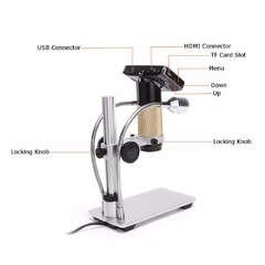 Câmera de microscópio digital adsm201, microscópio hdmi 3mp 1080 para reparo de pcb, us110v/eu220v, luzes duplas uv, filtro, suporte de metal - loja online