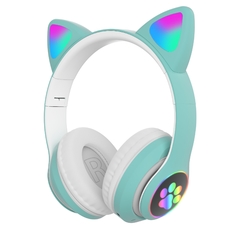 Qearfun Fone de ouvido sem fio, Fone Bluetooth RGB fone gamer para celular phone, bonito orelhas de gato fone gamer com microfone, pode controlar led, criança menina música estéreo fone presente, armazém local espanha
