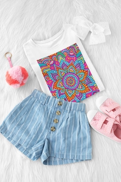 Camisa Branca BabyLook Mandala mod04 - comprar online