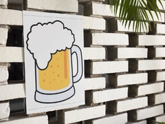 Placa MDF 3mm A4 Mensagem Desenho Caneca de Chopp mod61 - comprar online