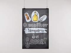 Placa MDF 3mm A4 Mensagem O melhor tempero é a fome mod28