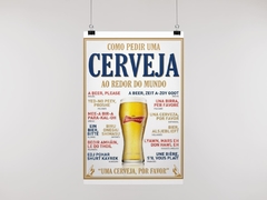 Placa MDF 3mm A4 Mensagem Como pedir uma cerveja ao redor do mundo mod62