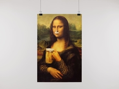 Placa MDF 3mm A4 Mensagem Monalisa com bigode de espuma de cerveja mod67