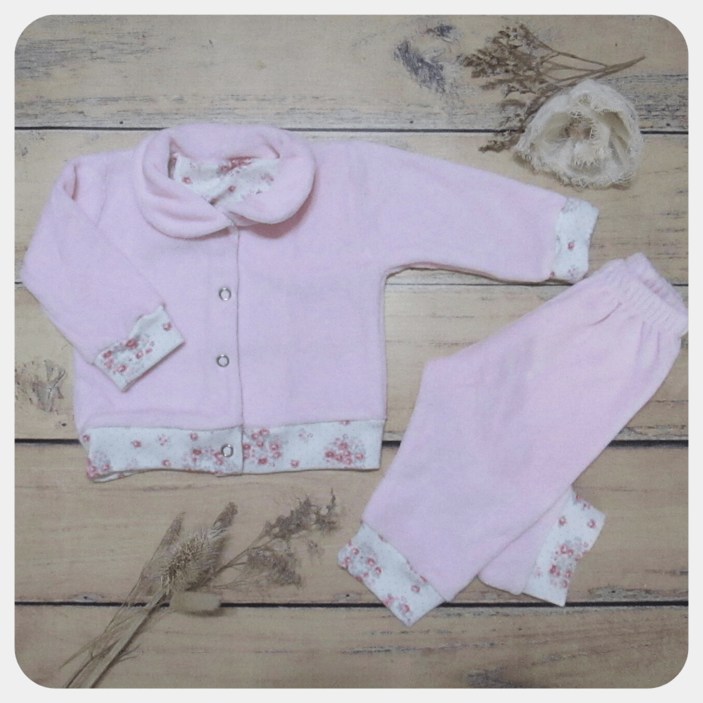 Conjunto Camperita y pantal n de plush ROSA BEBE