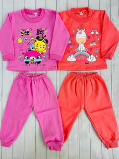 Conjunto bebé niña algodón con friza (buzo y pantalón)