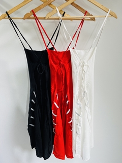 Vestido de fibrana con brillo y abertura al costado (APROX TALLE S/M) - comprar online