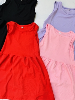 Vestido de morley liso niña con recorte - comprar online