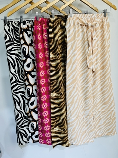 Pantalon de fibrana estampado con lazo - comprar online