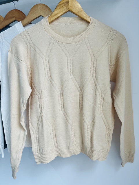 Poleron Amplio Rayado De Lana Sweater Buzo Mujer