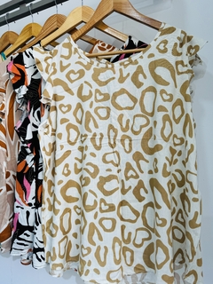 Musculosa LINO estampada volado - comprar online