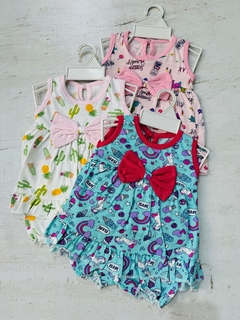 Vestido de bebe algodón con gorrito y bombachudo en perchita - comprar online