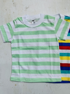 Remera mangas cortas bebe rayada algodón - comprar online