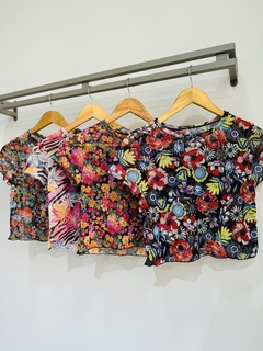 Top de tull mangas cortas estampado (Talle Aprox. S/M) - comprar online