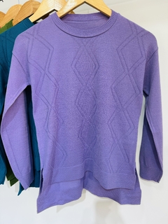 Sweater de hilo con rombos (Talle Aprox. M/L) - comprar online