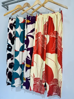 Pantalon de lino fino estampado