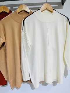 Sweater media polera hilo y bremer con detalle (T. Aprox: L/XL) - comprar online