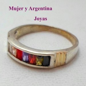 AN 089 Anillo Plata con Oro cubics multicolor