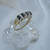 AN 045 Anillo Plata con Oro con cubic blanco y negro - comprar online