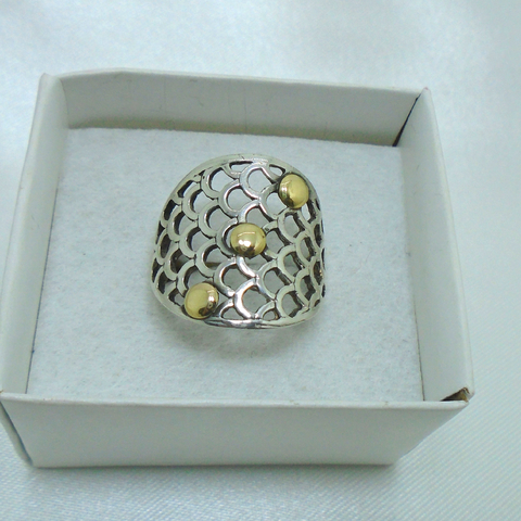 AN 033 Anillo Plata con Oro calado