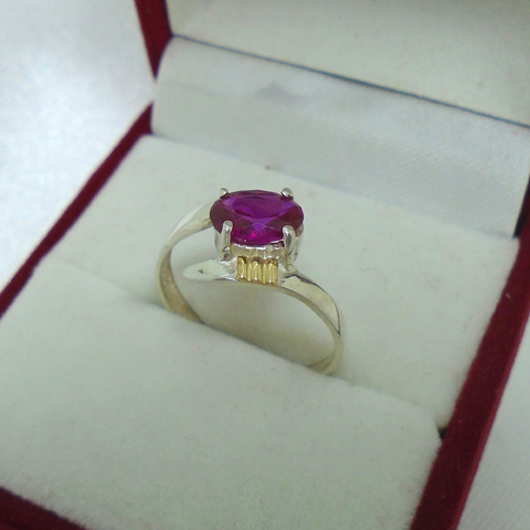 AN 032 Anillo de Plata con Oro cruzado con cubic