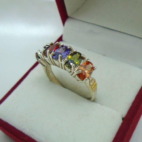 AN 017 Anillo Plata con Oro con piedras cubic Multicolor