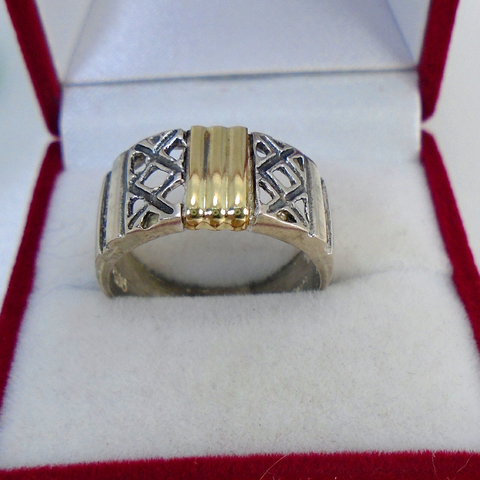 AN 193 Anillo Plata con Oro ancho.