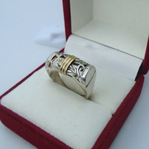 AN 092 Anillo Plata con Oro alto calado