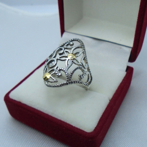 AN 174 Anillo Plata con Oro calado