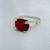 AN 563 Anillo Plata con Oro cubic Ovalado Rojo