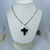 G 044 Cadena de Plata de Hombre con cruz de piedra Obsidiana - comprar online