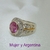 AN 524 Anillo Plata con Oro con cubic rosa y circones cristal - comprar online