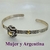 E005 Pulsera Plata con Oro Esclava abierta con dije rosita rococo - tienda online