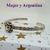 E005 Pulsera Plata con Oro Esclava abierta con dije rosita rococo - comprar online