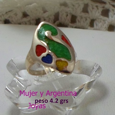 AN 185 Anillo de Plata estilo vitraux