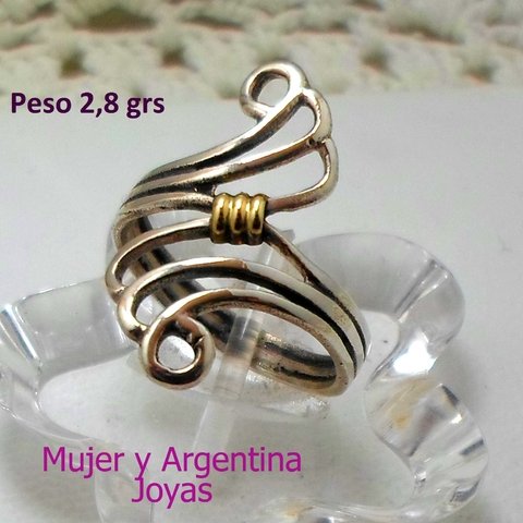 AN 083 Anillo Plata con Oro ondas