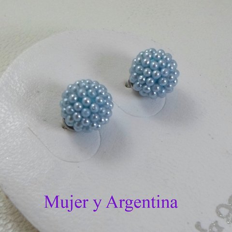 AR 002 Aros de Plata microperla celeste